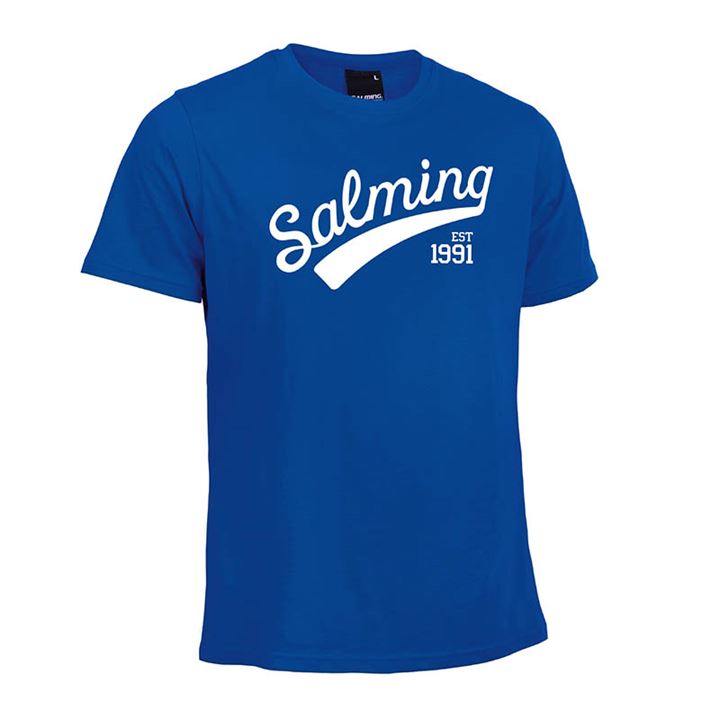 Camiseta Salming Logo Tee Hombre Azul Real Azules | xchVKVoi